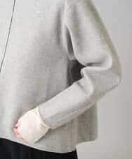 K3KBD48059 a.v.v Elmi(アー・ヴェ・ヴェ) 【低身長サイズ】ウールライクジャージプルオーバー【洗える/ストレッチ】 ライトグレー
