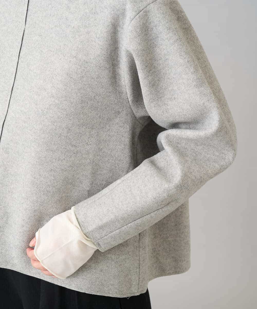 K3KBD48059 a.v.v Elmi(アー・ヴェ・ヴェ) 【低身長サイズ】ウールライクジャージプルオーバー【洗える/ストレッチ】 ライトグレー