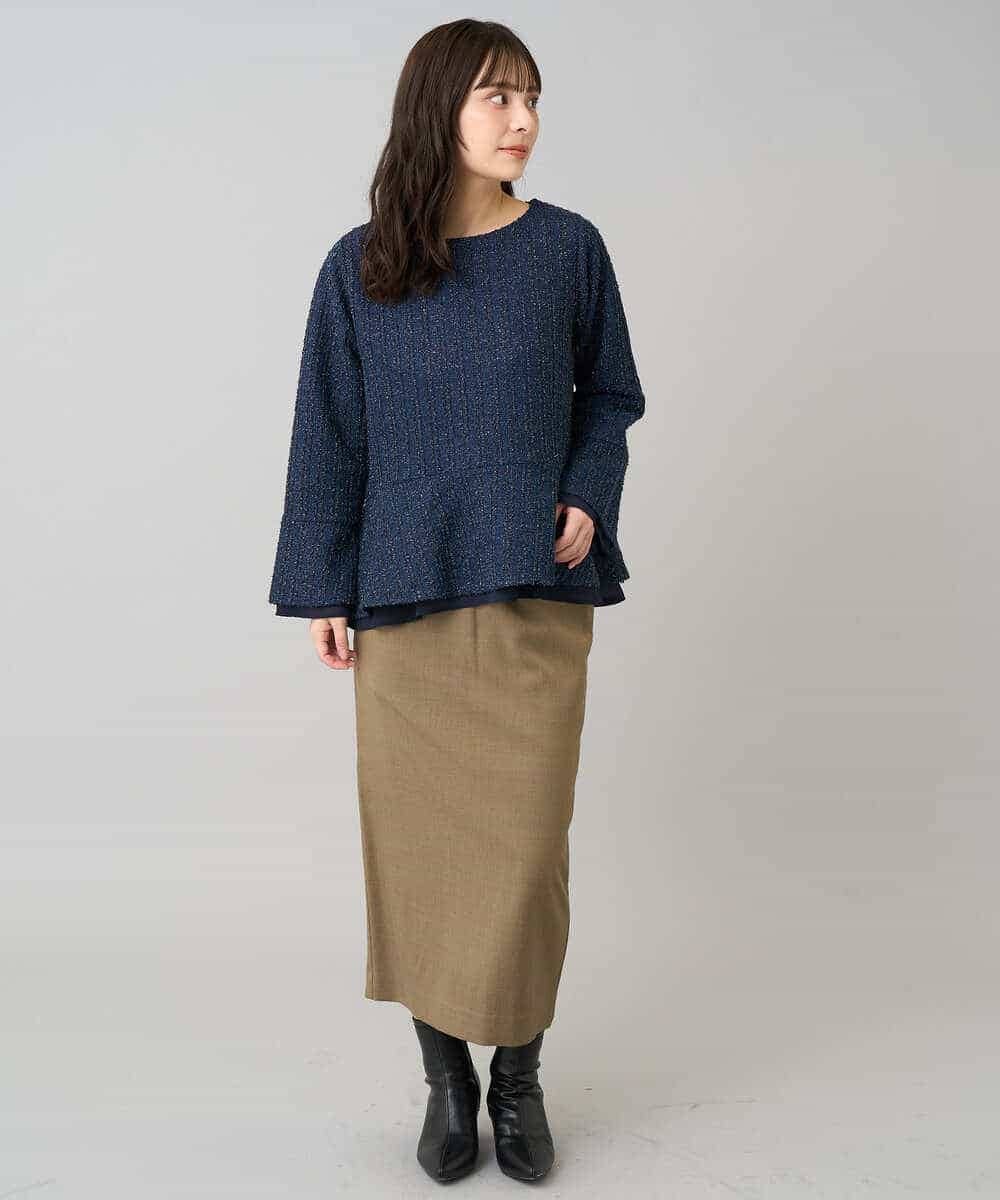 K3KBD50049 a.v.v Elmi(アー・ヴェ・ヴェ) 【低身長サイズ】ツイードペプラムトップス ブラック