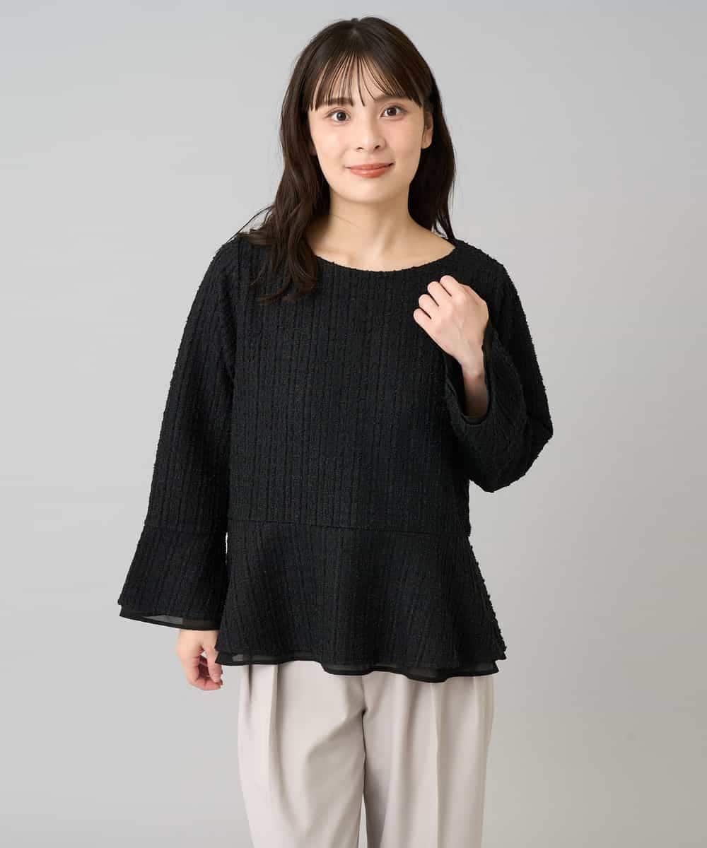 K3KBD50049 a.v.v Elmi(アー・ヴェ・ヴェ) 【低身長サイズ】ツイードペプラムトップス ブラック