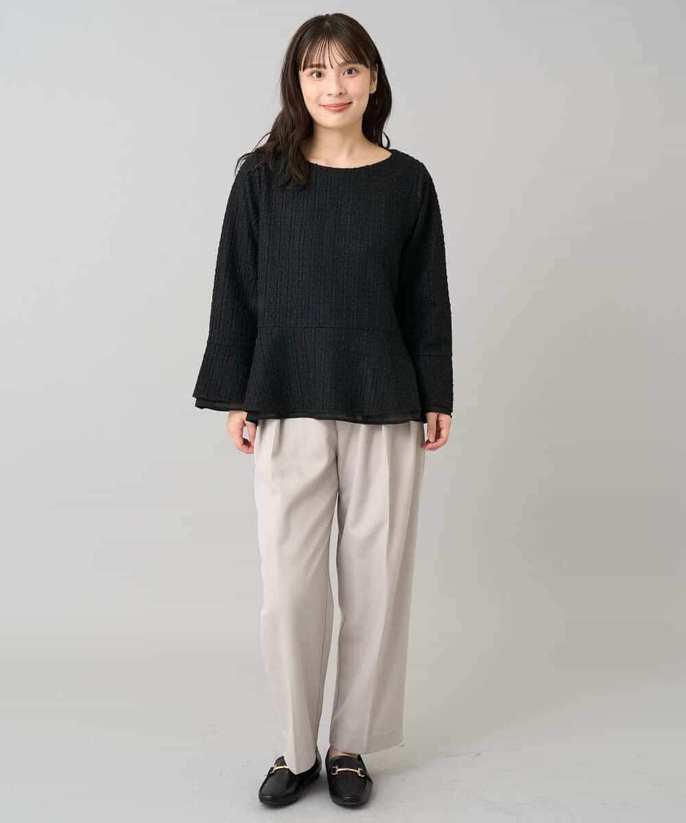 K3KBD50049 a.v.v Elmi(アー・ヴェ・ヴェ) 【低身長サイズ】ツイードペプラムトップス ブラック