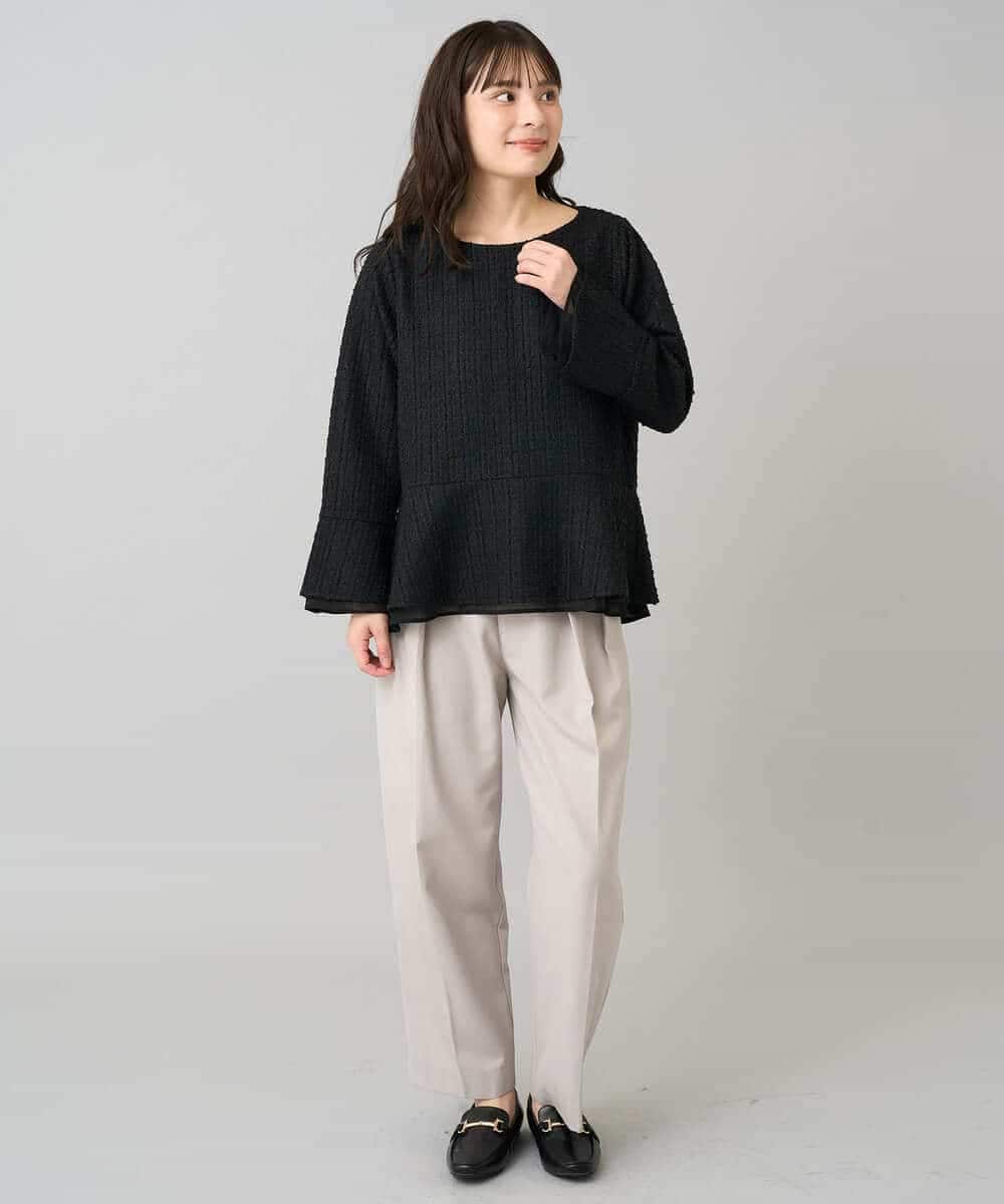 K3KBD50049 a.v.v Elmi(アー・ヴェ・ヴェ) 【低身長サイズ】ツイードペプラムトップス ブラック