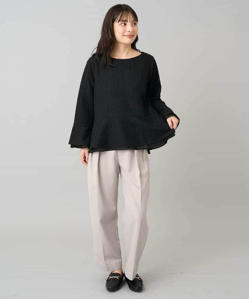 K3KBD50049 a.v.v Elmi(アー・ヴェ・ヴェ) 【低身長サイズ】ツイードペプラムトップス ブラック