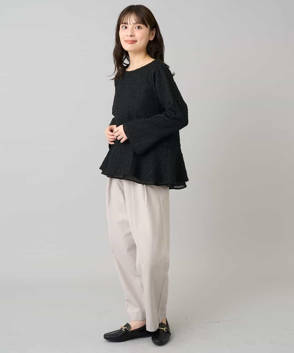K3KBD50049 a.v.v Elmi(アー・ヴェ・ヴェ) 【低身長サイズ】ツイードペプラムトップス ブラック