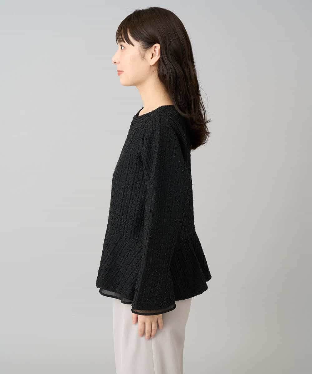 K3KBD50049 a.v.v Elmi(アー・ヴェ・ヴェ) 【低身長サイズ】ツイードペプラムトップス ブラック