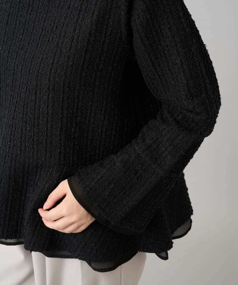 K3KBD50049 a.v.v Elmi(アー・ヴェ・ヴェ) 【低身長サイズ】ツイードペプラムトップス ブラック