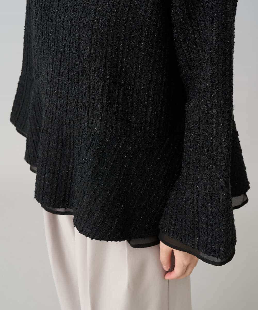 K3KBD50049 a.v.v Elmi(アー・ヴェ・ヴェ) 【低身長サイズ】ツイードペプラムトップス ブラック