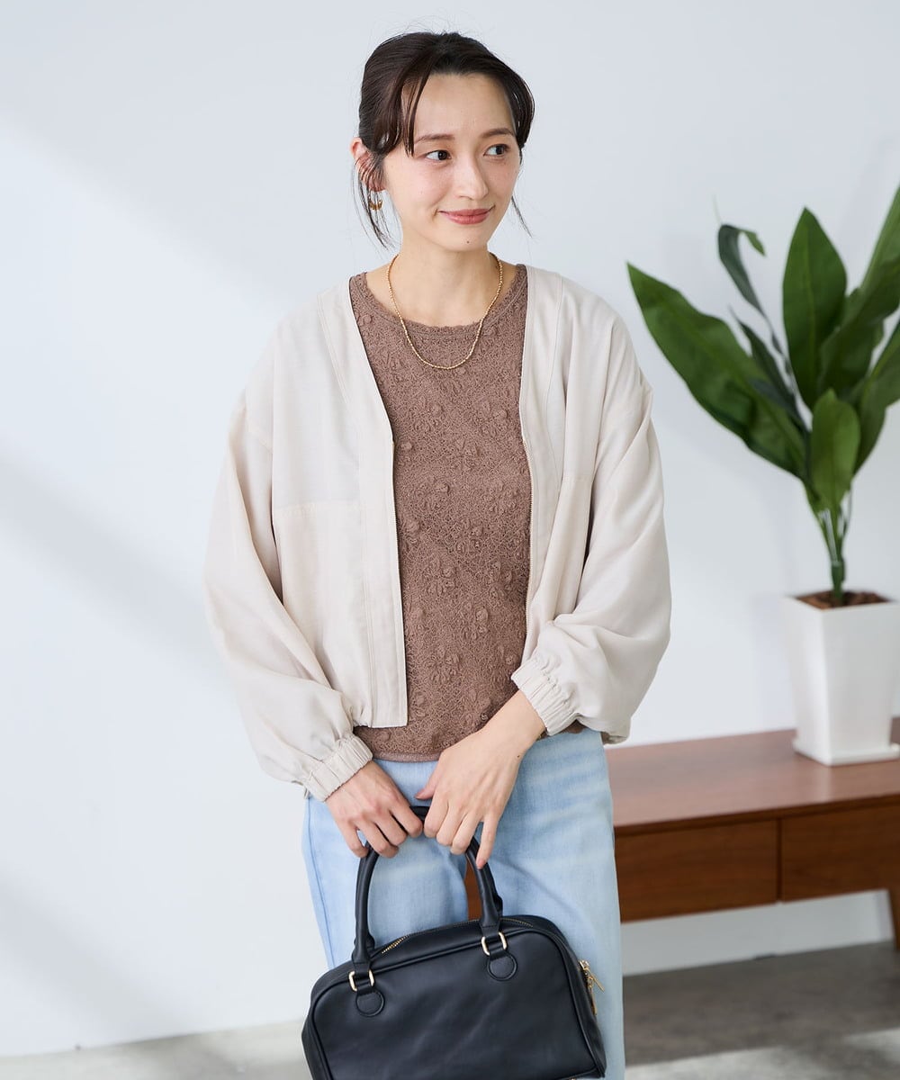 K3KED04029 a.v.v Elmi(アー・ヴェ・ヴェ) 【低身長サイズ】ストレッチレーストップス アイボリー