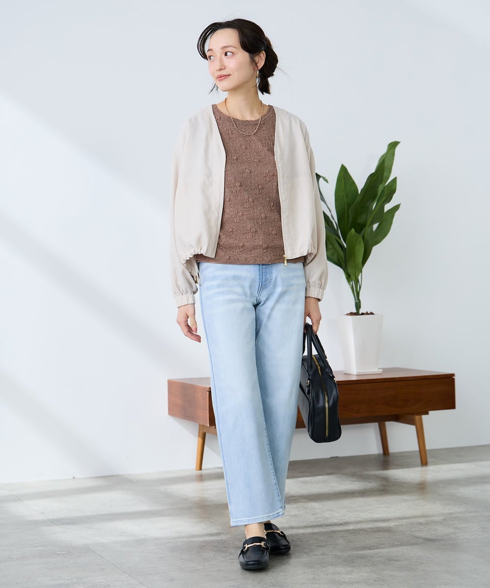 K3KED04029 a.v.v Elmi(アー・ヴェ・ヴェ) 【低身長サイズ】ストレッチレーストップス アイボリー