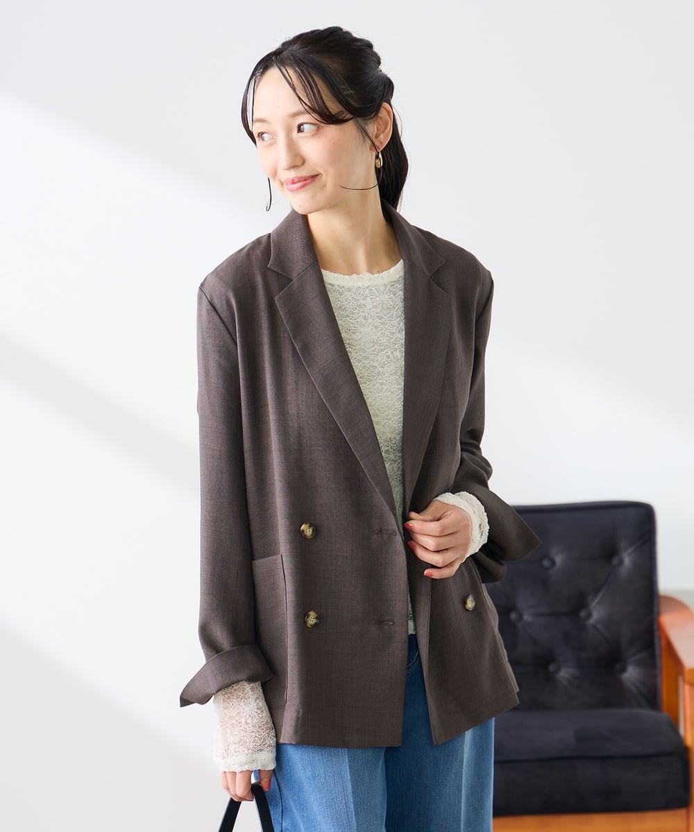 K3KED04029 a.v.v Elmi(アー・ヴェ・ヴェ) 【低身長サイズ】ストレッチレーストップス アイボリー