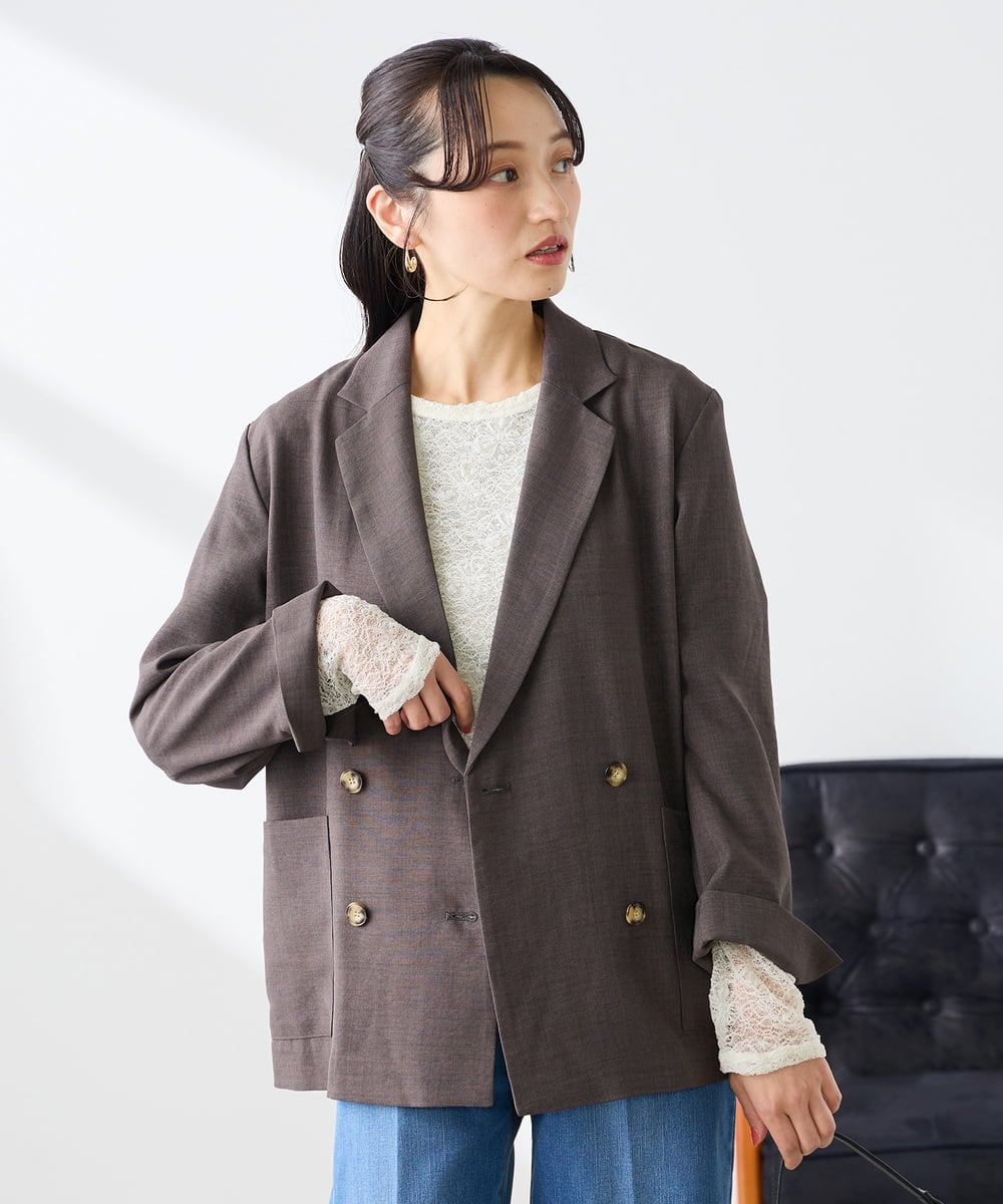 K3KED04029 a.v.v Elmi(アー・ヴェ・ヴェ) 【低身長サイズ】ストレッチレーストップス アイボリー