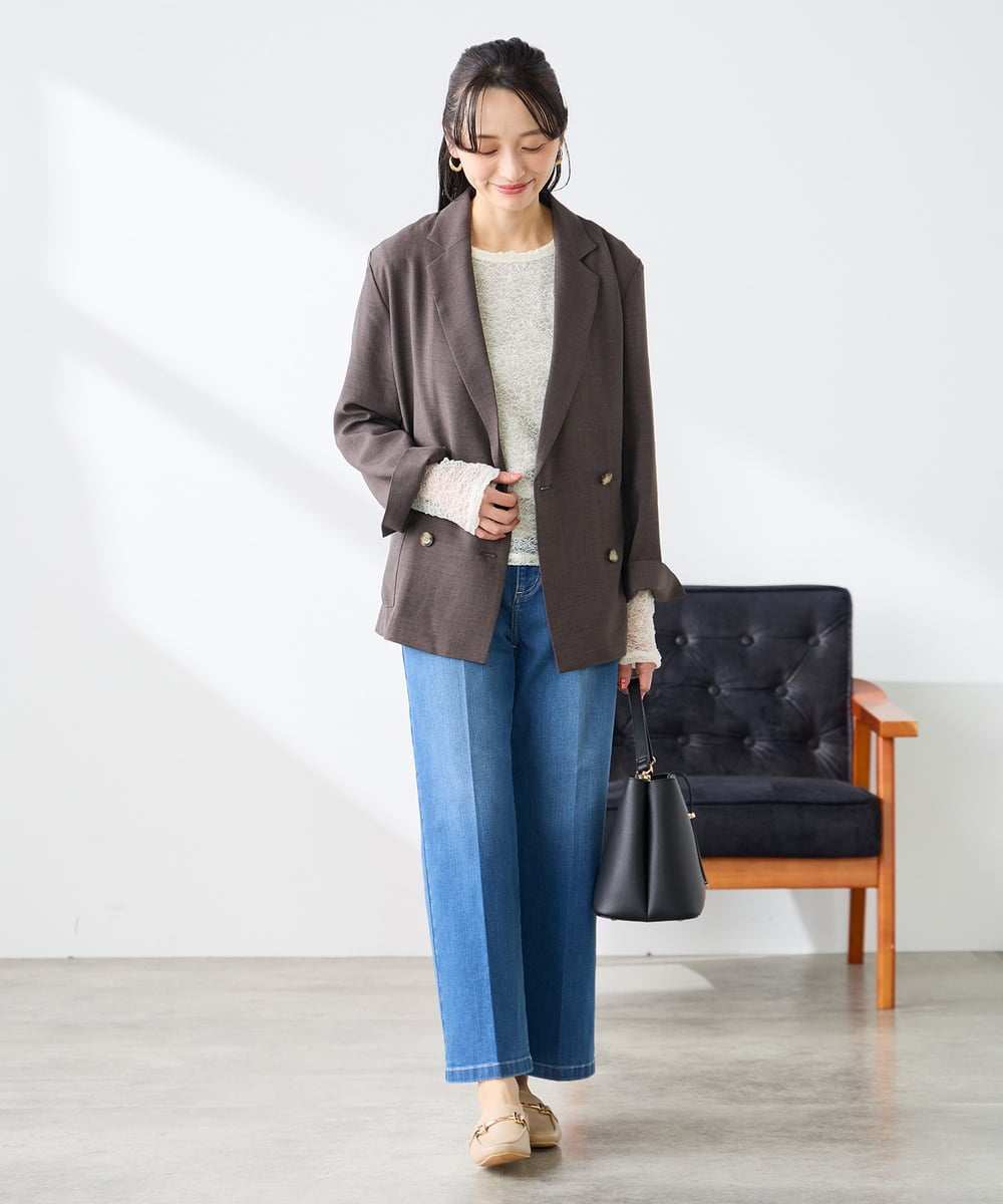 K3KED04029 a.v.v Elmi(アー・ヴェ・ヴェ) 【低身長サイズ】ストレッチレーストップス アイボリー