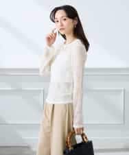 K3KED04029 a.v.v Elmi(アー・ヴェ・ヴェ) 【低身長サイズ】ストレッチレーストップス アイボリー