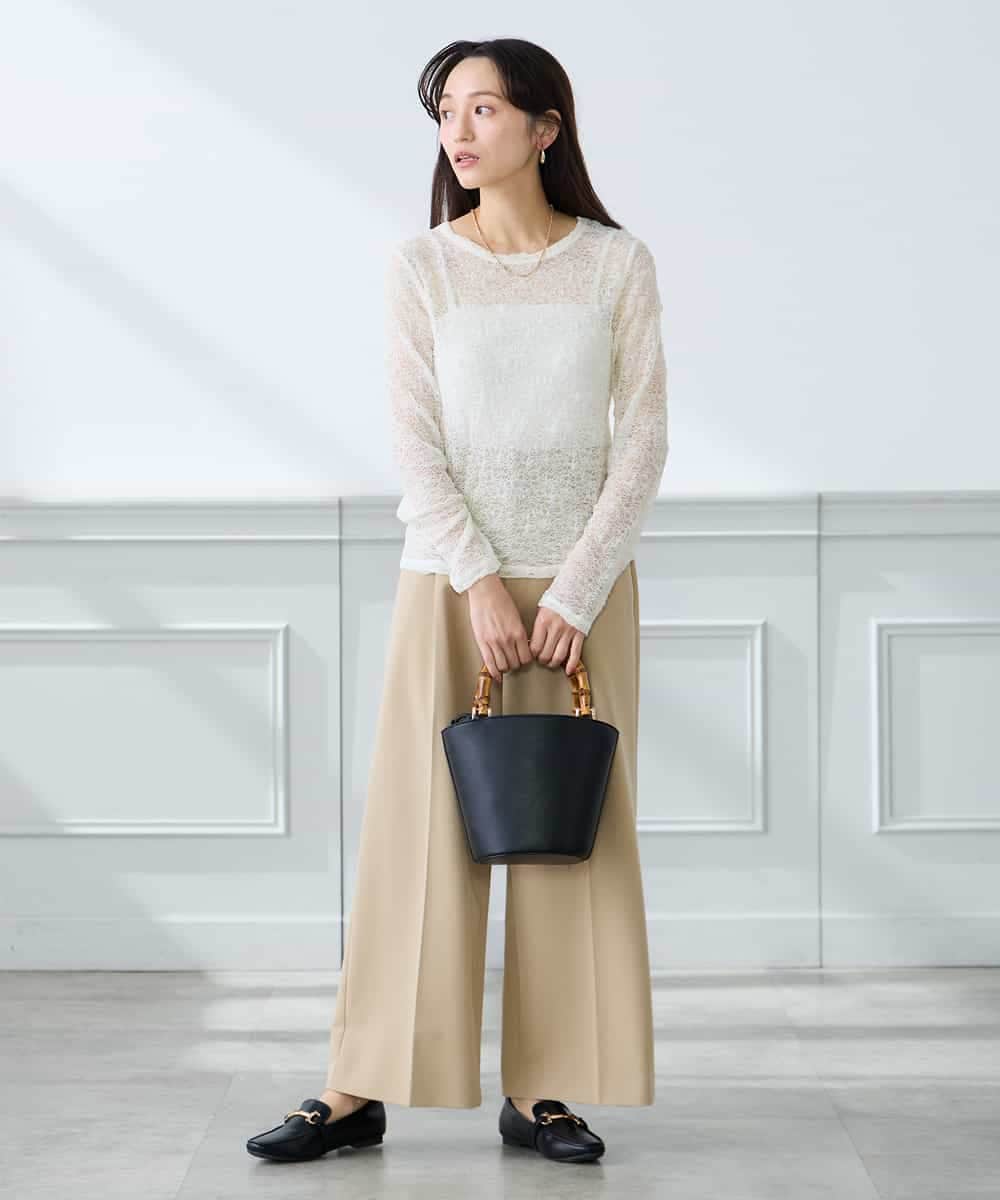 K3KED04029 a.v.v Elmi(アー・ヴェ・ヴェ) 【低身長サイズ】ストレッチレーストップス アイボリー