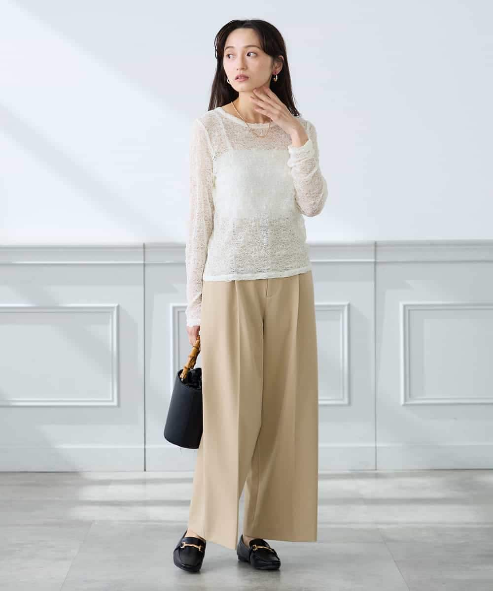 K3KED04029 a.v.v Elmi(アー・ヴェ・ヴェ) 【低身長サイズ】ストレッチレーストップス アイボリー