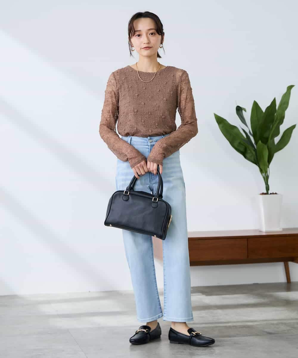 K3KED04029 a.v.v Elmi(アー・ヴェ・ヴェ) 【低身長サイズ】ストレッチレーストップス アイボリー