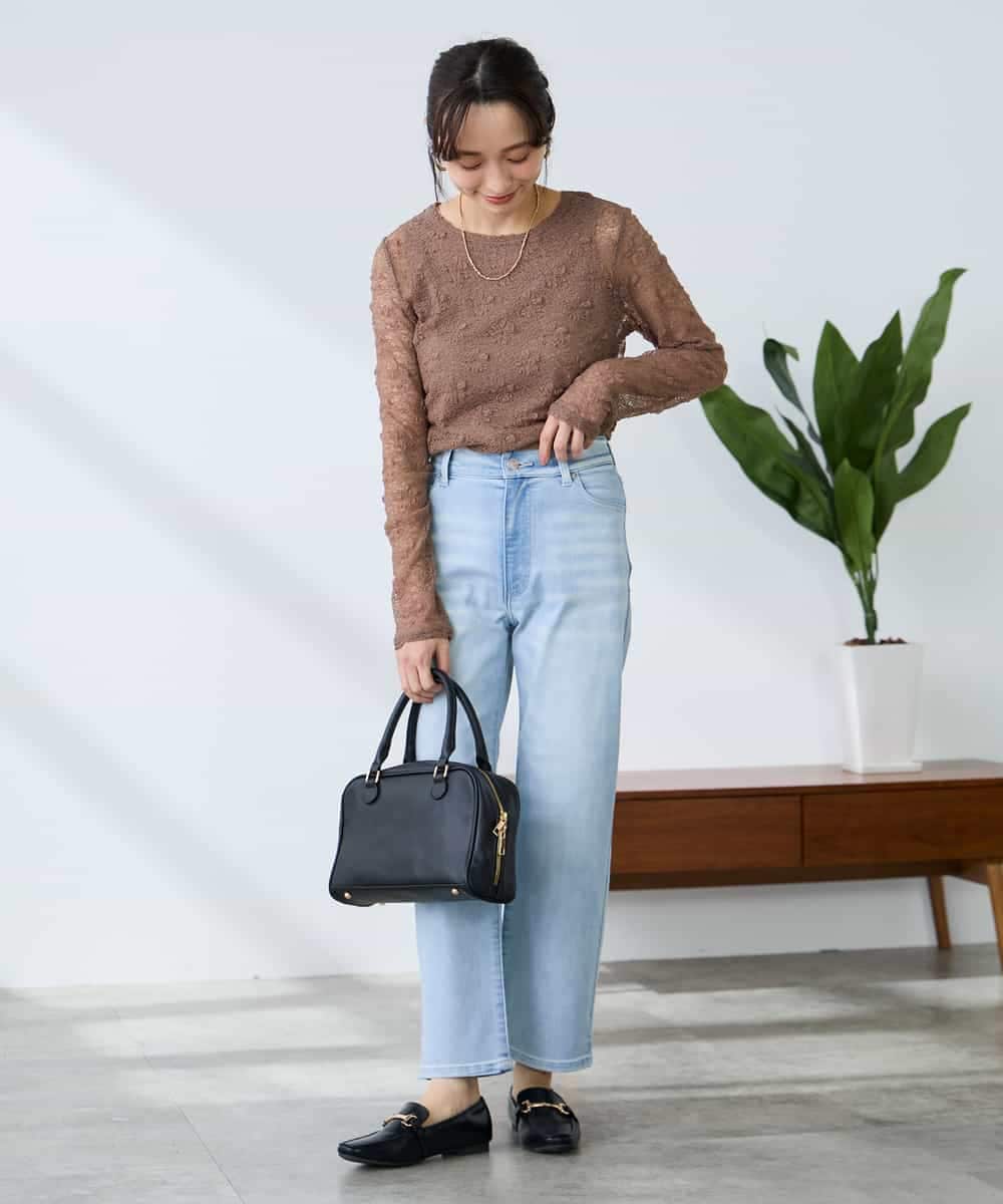 K3KED04029 a.v.v Elmi(アー・ヴェ・ヴェ) 【低身長サイズ】ストレッチレーストップス アイボリー