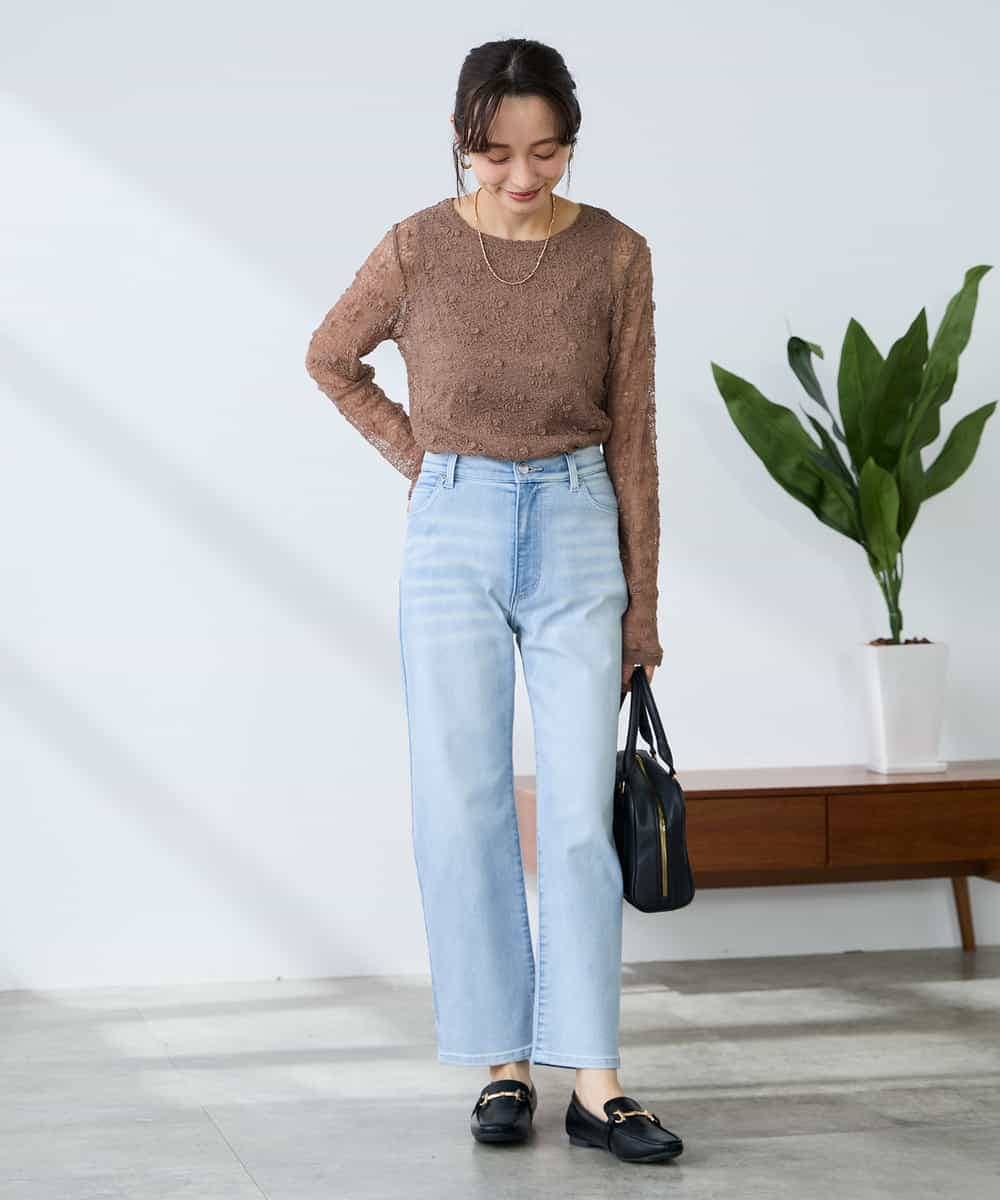 K3KED04029 a.v.v Elmi(アー・ヴェ・ヴェ) 【低身長サイズ】ストレッチレーストップス アイボリー