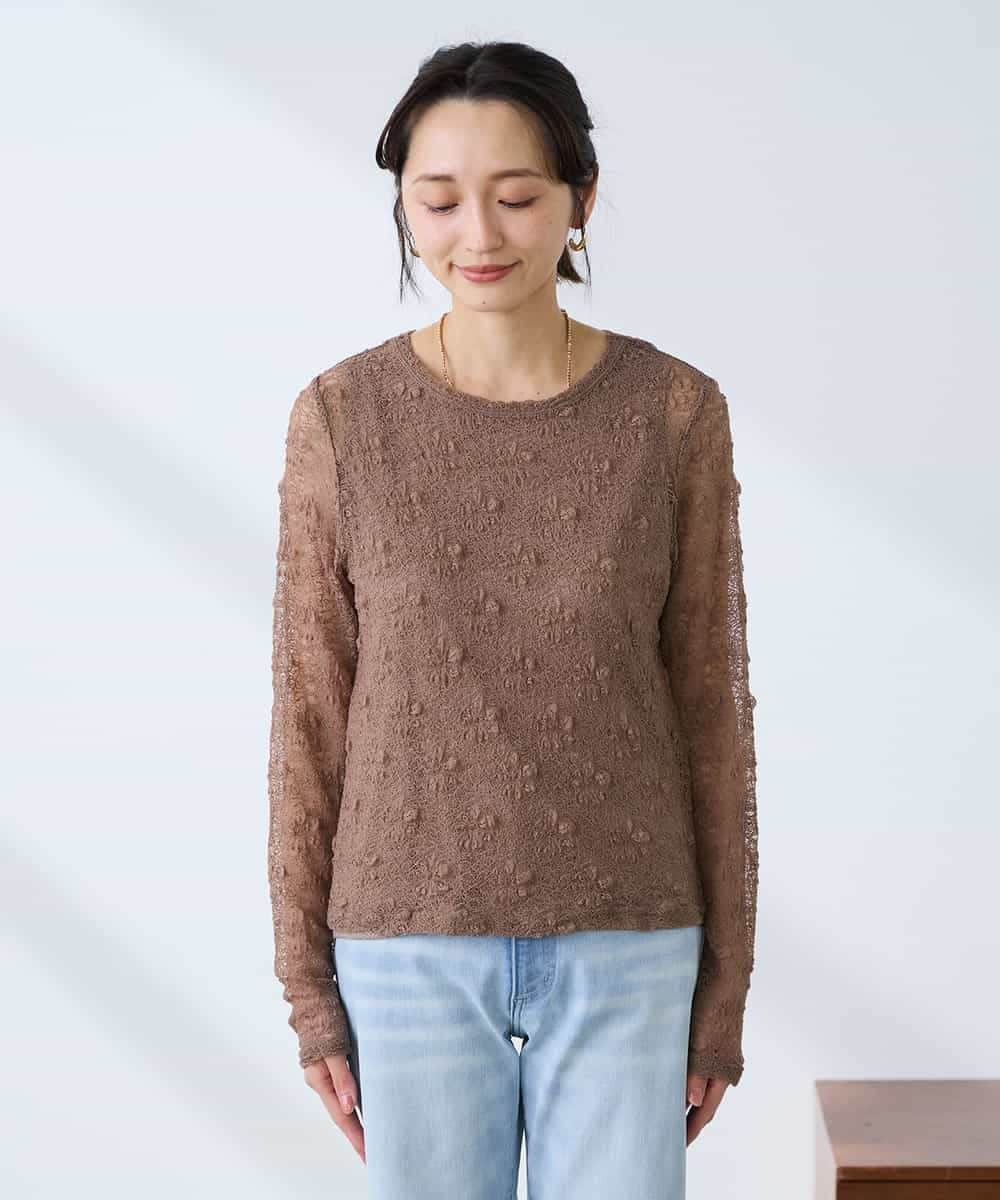 K3KED04029 a.v.v Elmi(アー・ヴェ・ヴェ) 【低身長サイズ】ストレッチレーストップス アイボリー