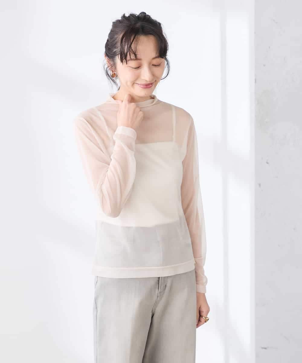 K3KED07029 a.v.v Elmi(アー・ヴェ・ヴェ) 【低身長サイズ】シャイニーシアーハイネックカットソー アイボリー