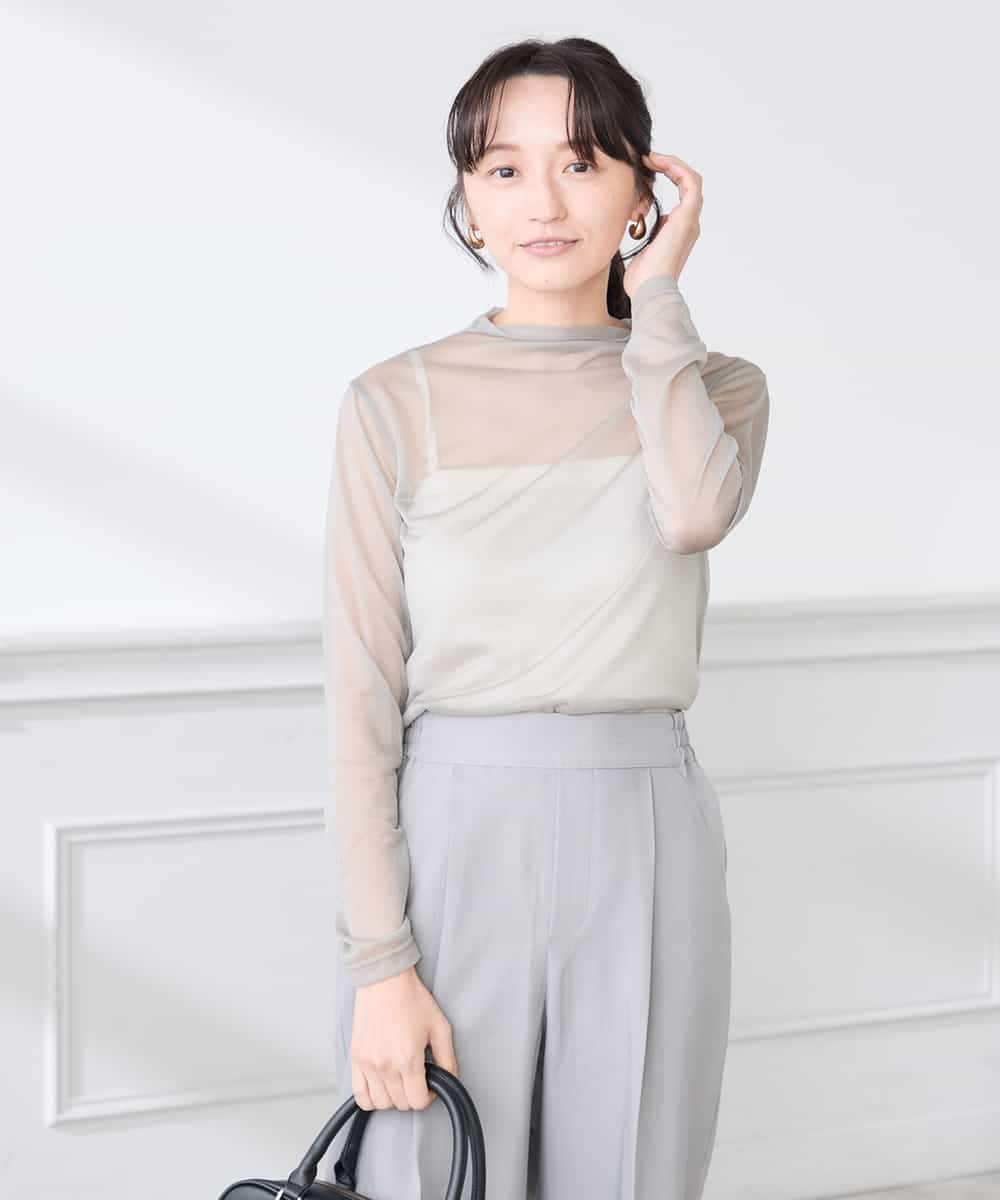 K3KED07029 a.v.v Elmi(アー・ヴェ・ヴェ) 【低身長サイズ】シャイニーシアーハイネックカットソー アイボリー