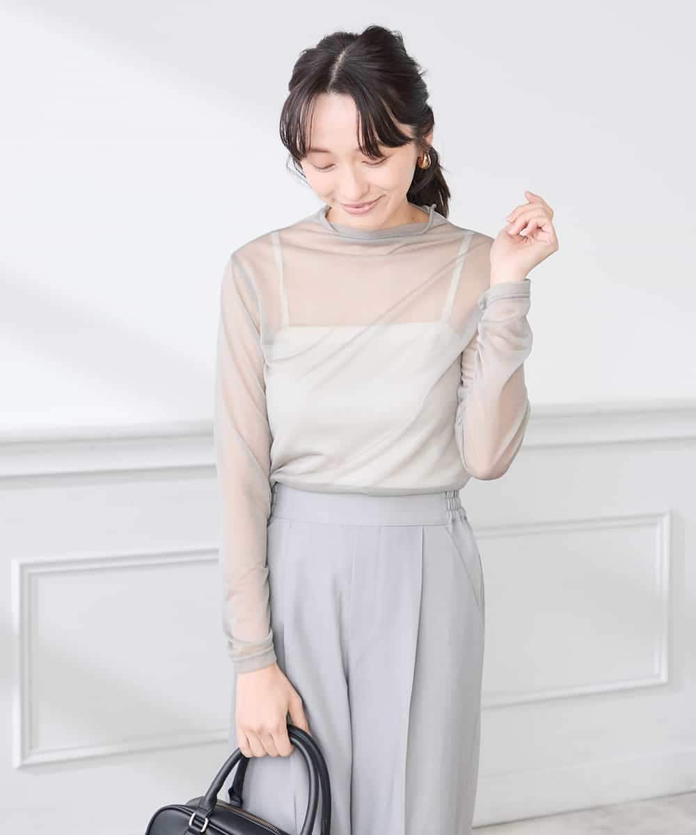 K3KED07029 a.v.v Elmi(アー・ヴェ・ヴェ) 【低身長サイズ】シャイニーシアーハイネックカットソー アイボリー