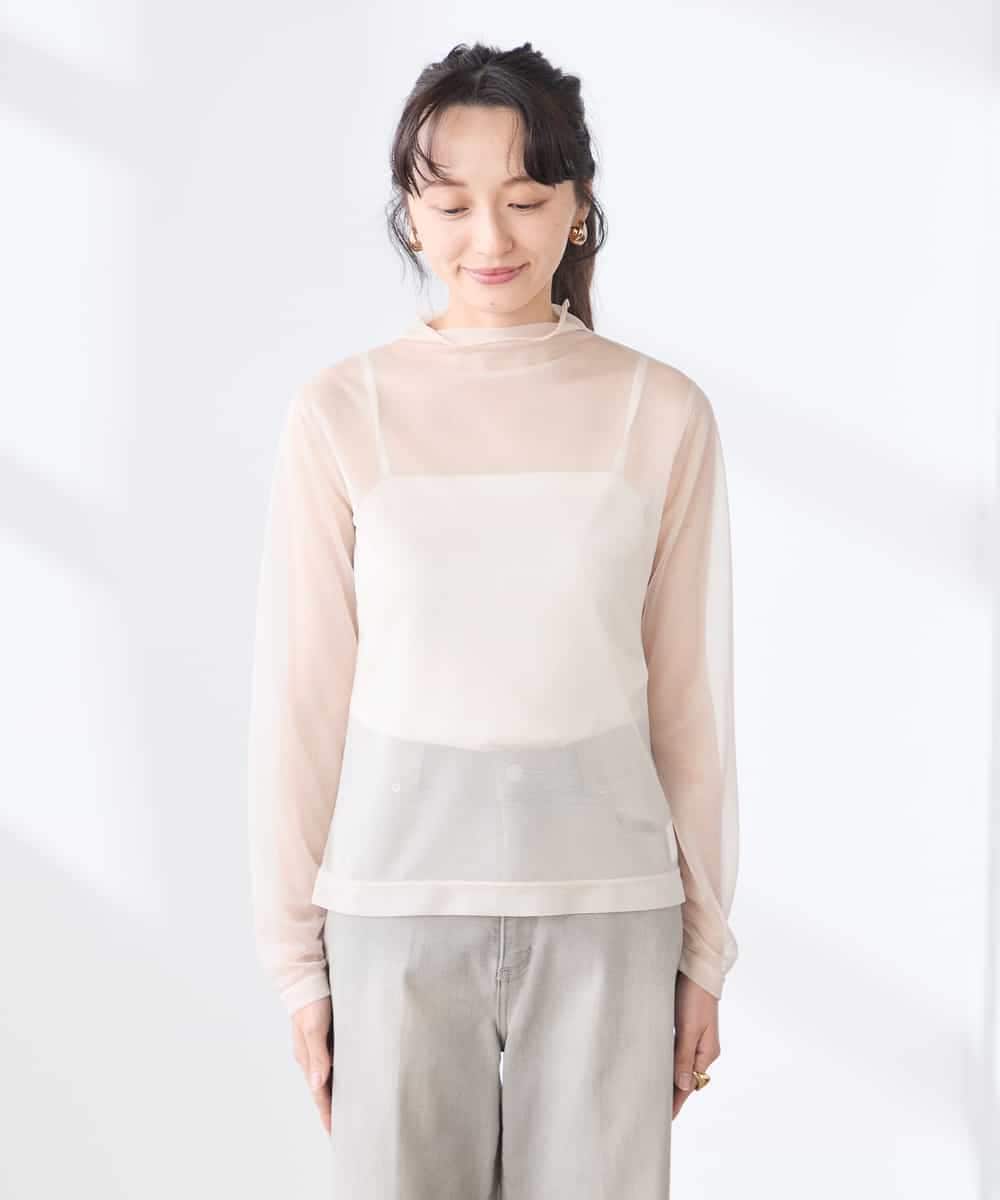 K3KED07029 a.v.v Elmi(アー・ヴェ・ヴェ) 【低身長サイズ】シャイニーシアーハイネックカットソー アイボリー