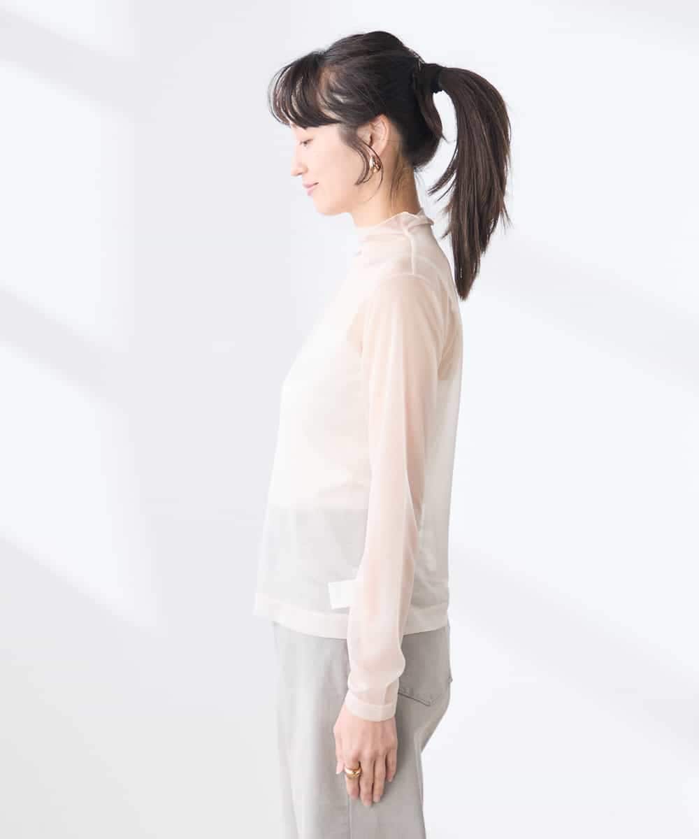 K3KED07029 a.v.v Elmi(アー・ヴェ・ヴェ) 【低身長サイズ】シャイニーシアーハイネックカットソー アイボリー