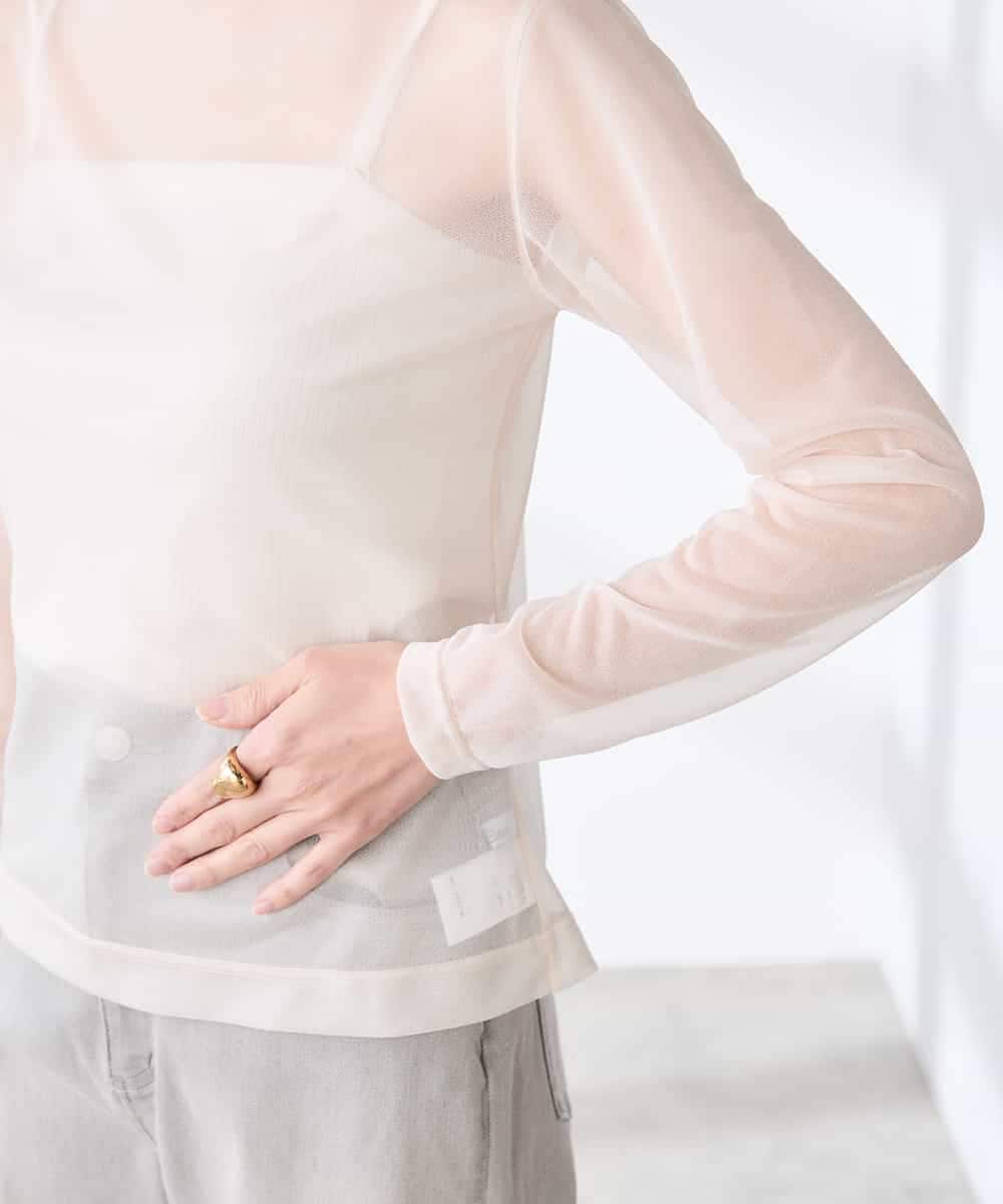 K3KED07029 a.v.v Elmi(アー・ヴェ・ヴェ) 【低身長サイズ】シャイニーシアーハイネックカットソー アイボリー