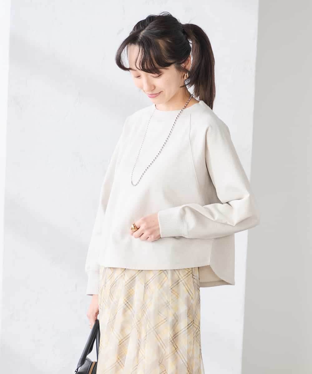 K3KED14044 a.v.v Elmi(アー・ヴェ・ヴェ) 【低身長サイズ】ラメ裏毛ドルマンスウェット グレージュ