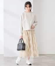 K3KED14044 a.v.v Elmi(アー・ヴェ・ヴェ) 【低身長サイズ】ラメ裏毛ドルマンスウェット グレージュ