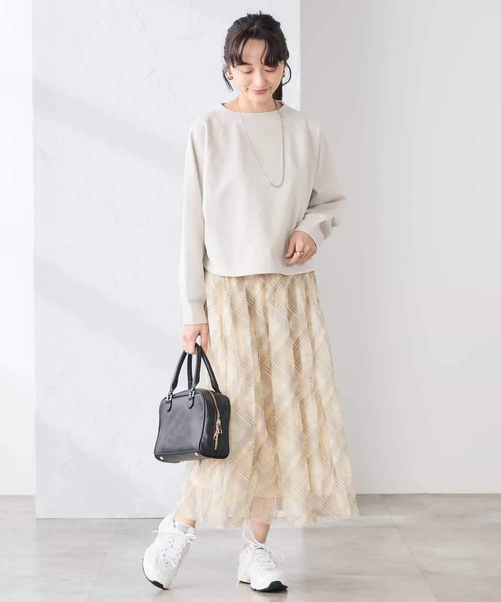 K3KED14044 a.v.v Elmi(アー・ヴェ・ヴェ) 【低身長サイズ】ラメ裏毛ドルマンスウェット グレージュ