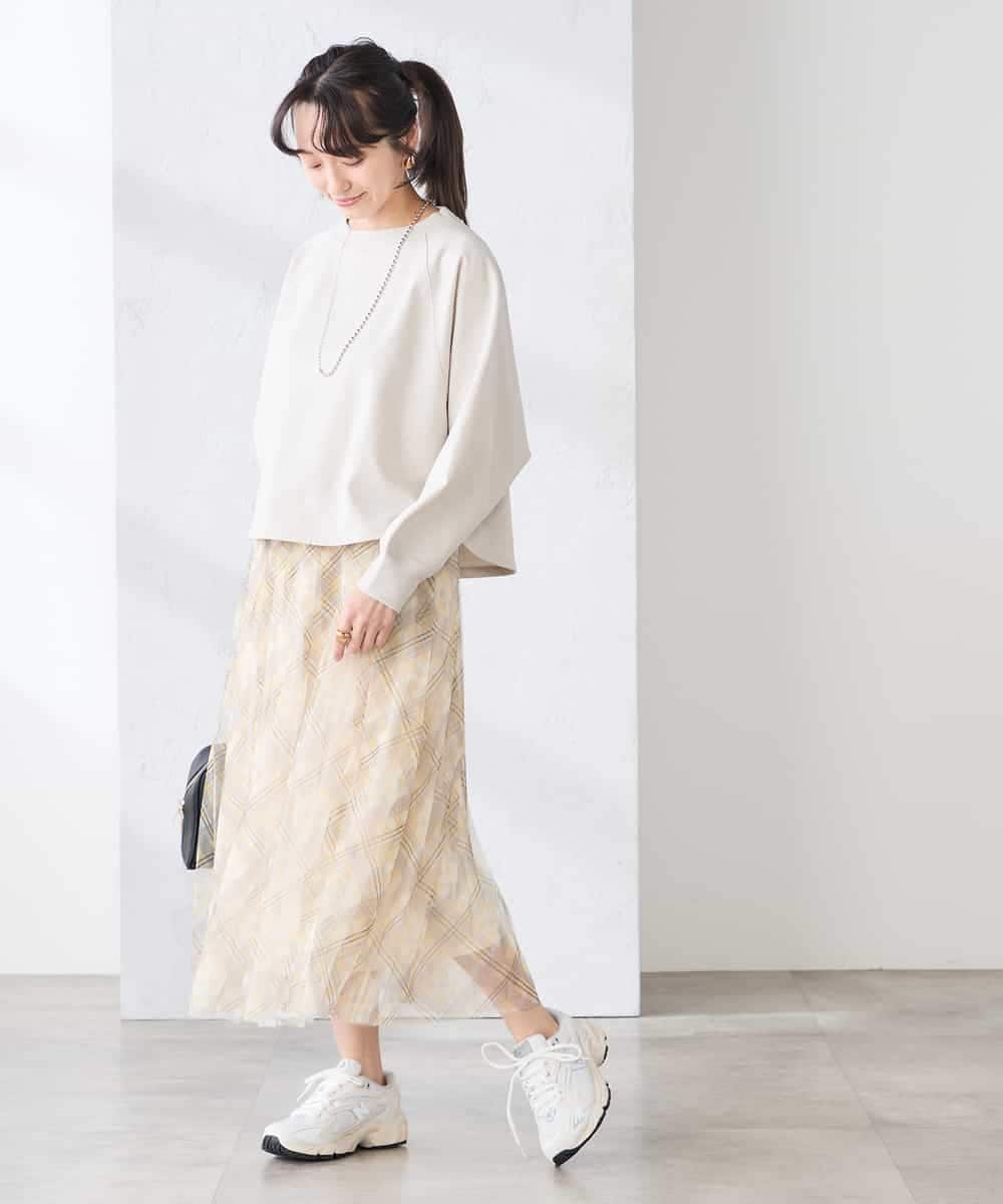 K3KED14044 a.v.v Elmi(アー・ヴェ・ヴェ) 【低身長サイズ】ラメ裏毛ドルマンスウェット グレージュ