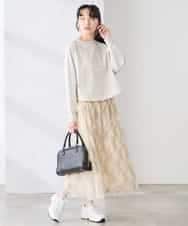 K3KED14044 a.v.v Elmi(アー・ヴェ・ヴェ) 【低身長サイズ】ラメ裏毛ドルマンスウェット グレージュ