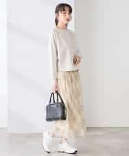 K3KED14044 a.v.v Elmi(アー・ヴェ・ヴェ) 【低身長サイズ】ラメ裏毛ドルマンスウェット グレージュ