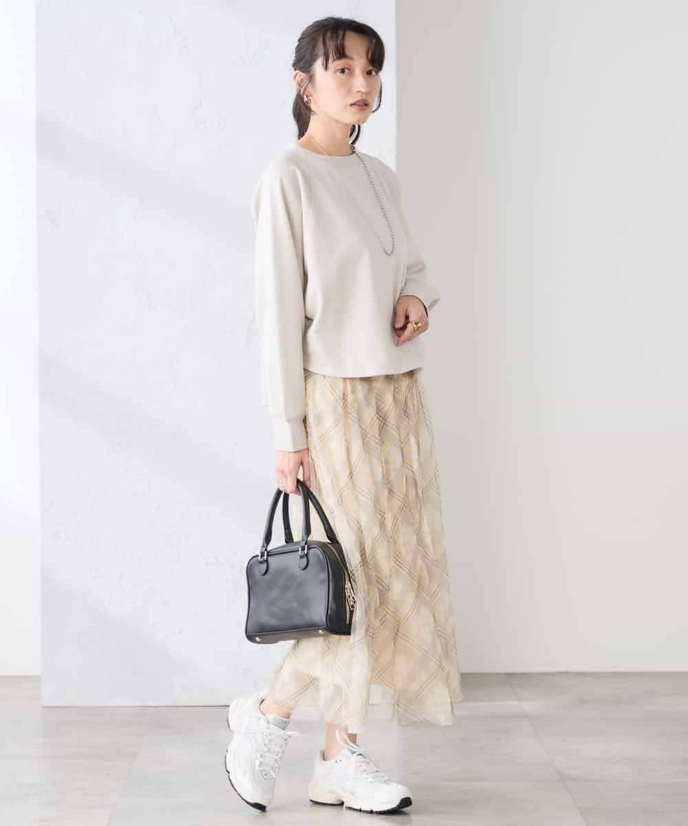 K3KED14044 a.v.v Elmi(アー・ヴェ・ヴェ) 【低身長サイズ】ラメ裏毛ドルマンスウェット グレージュ