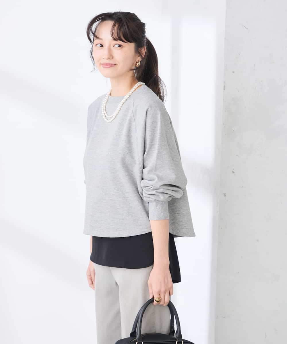 K3KED14044 a.v.v Elmi(アー・ヴェ・ヴェ) 【低身長サイズ】ラメ裏毛ドルマンスウェット グレージュ