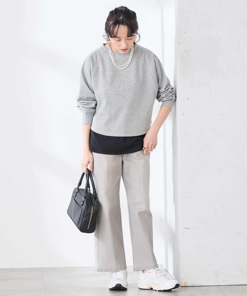 K3KED14044 a.v.v Elmi(アー・ヴェ・ヴェ) 【低身長サイズ】ラメ裏毛ドルマンスウェット グレージュ