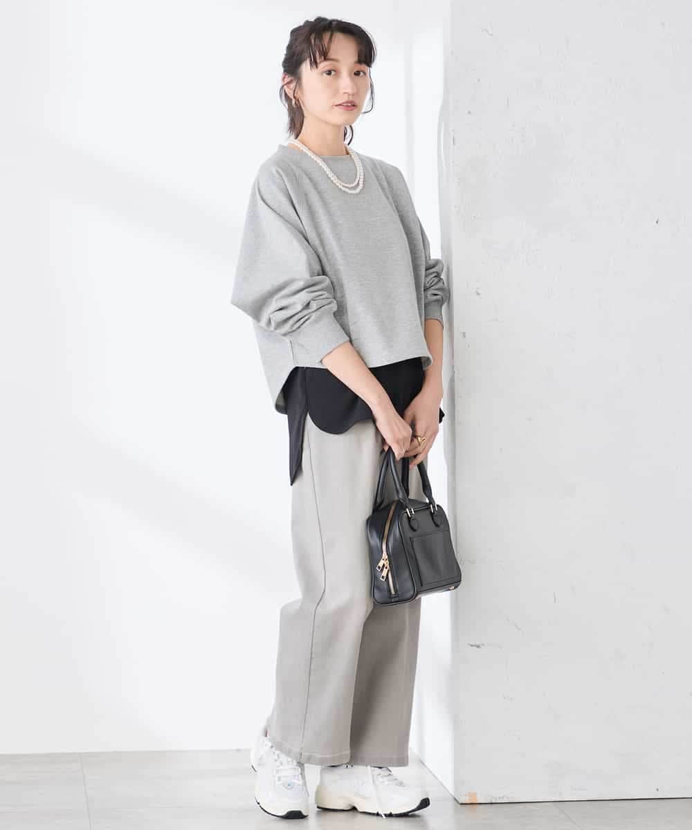 K3KED14044 a.v.v Elmi(アー・ヴェ・ヴェ) 【低身長サイズ】ラメ裏毛ドルマンスウェット グレージュ