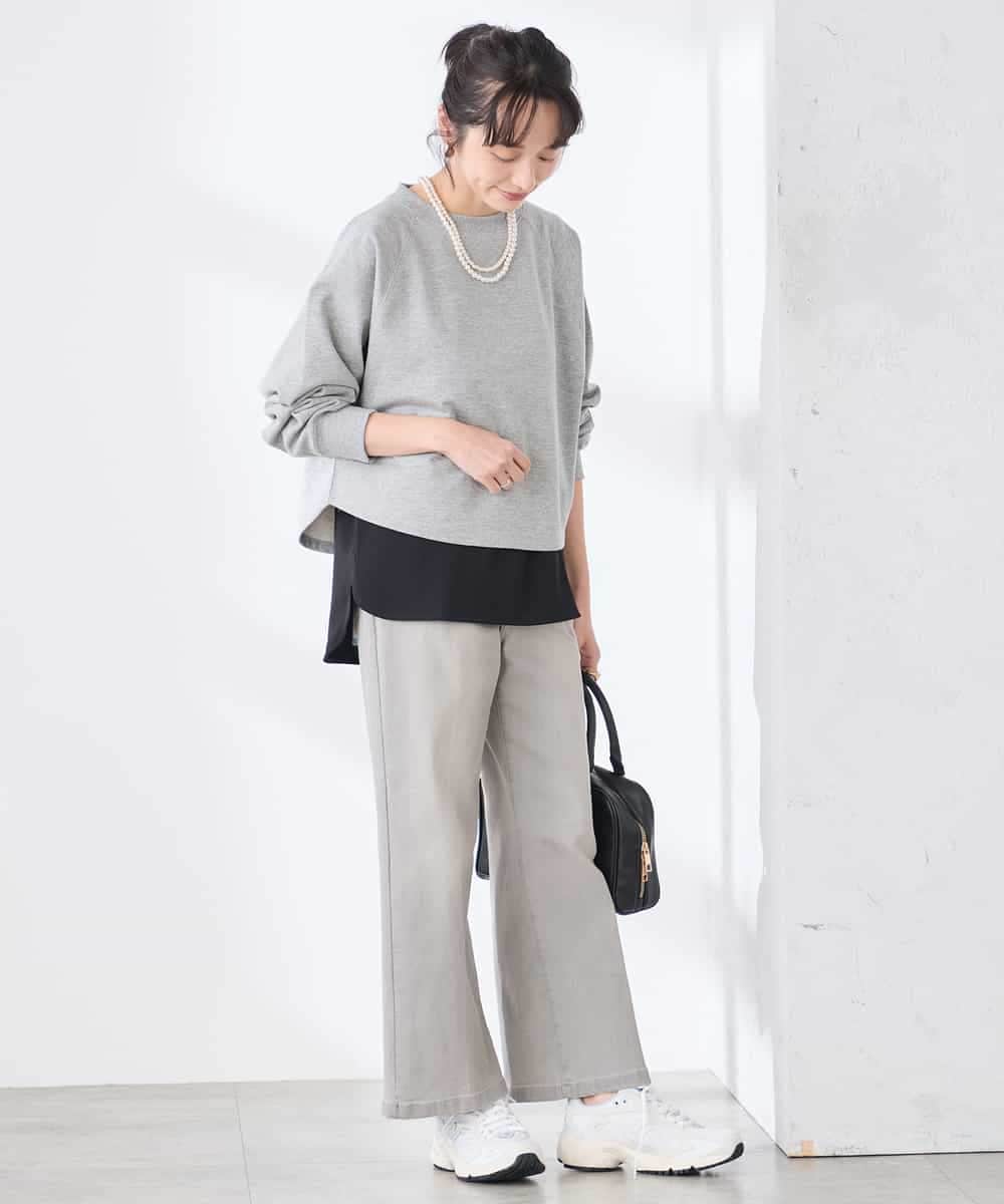 K3KED14044 a.v.v Elmi(アー・ヴェ・ヴェ) 【低身長サイズ】ラメ裏毛ドルマンスウェット グレージュ