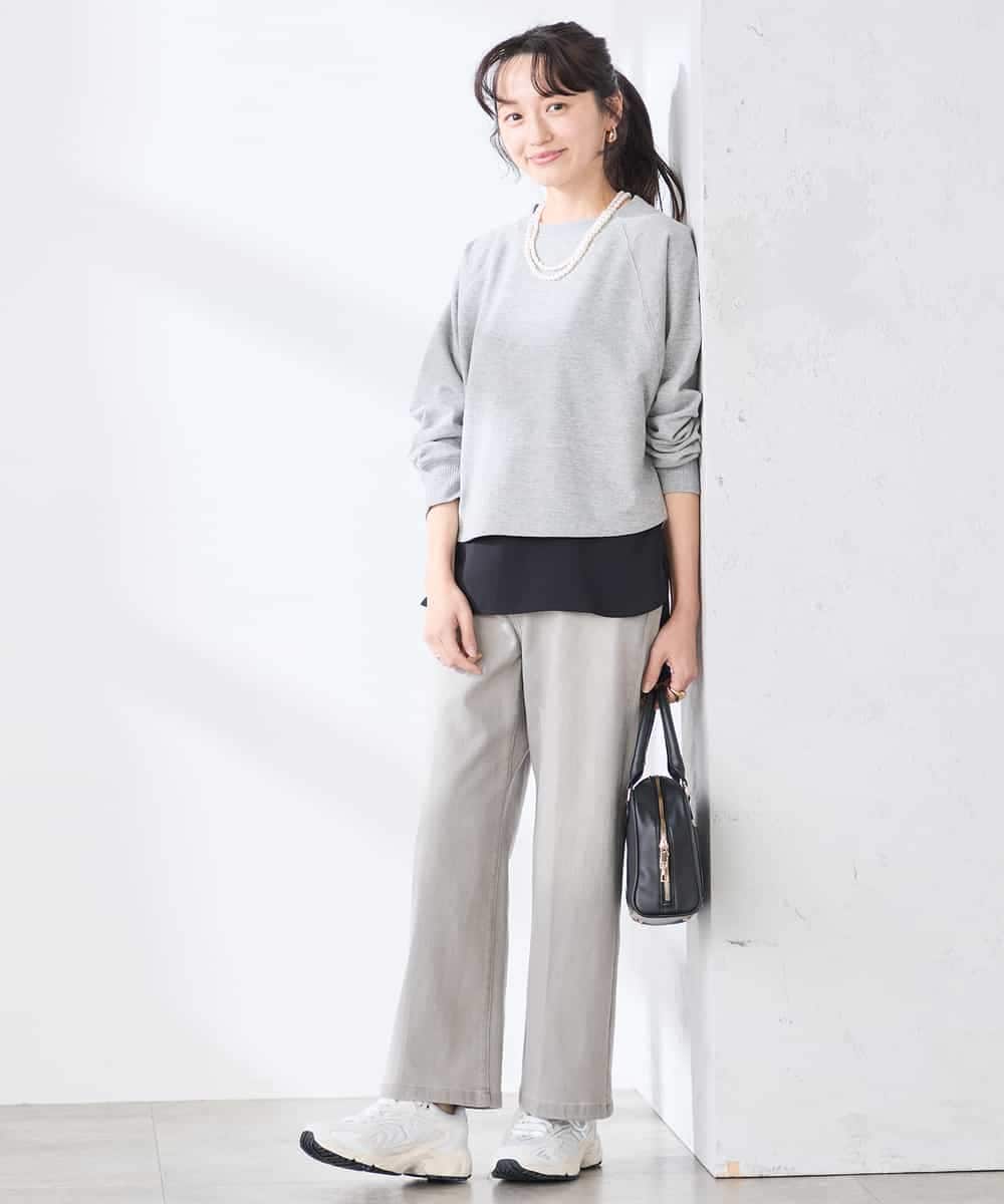 K3KED14044 a.v.v Elmi(アー・ヴェ・ヴェ) 【低身長サイズ】ラメ裏毛ドルマンスウェット グレージュ