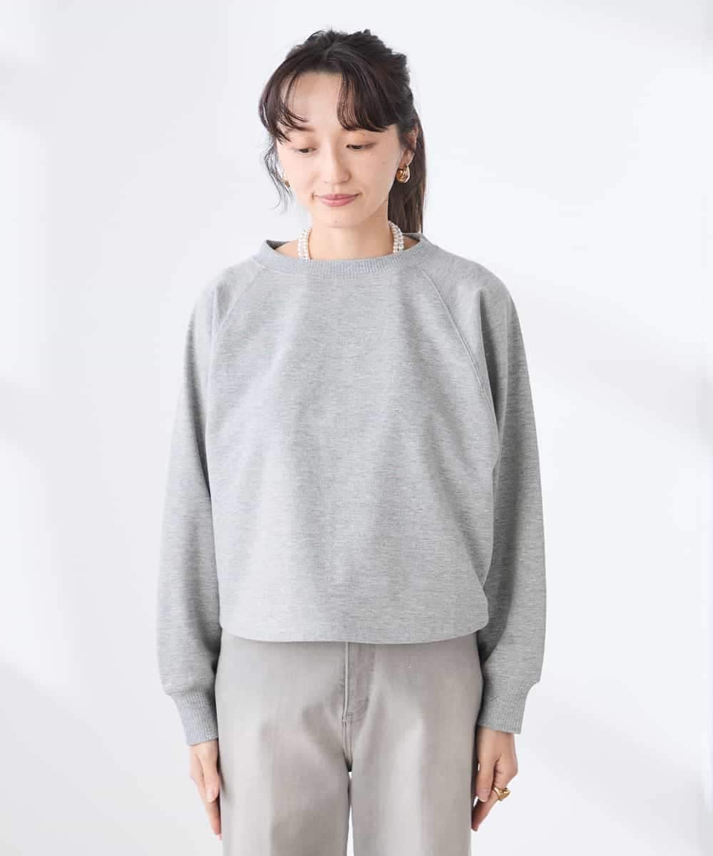 K3KED14044 a.v.v Elmi(アー・ヴェ・ヴェ) 【低身長サイズ】ラメ裏毛ドルマンスウェット グレージュ