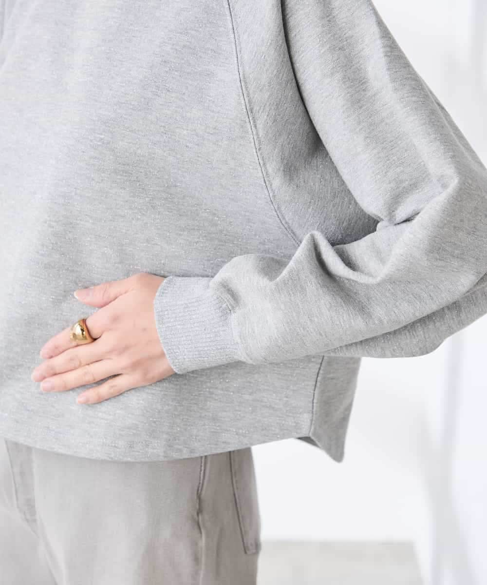 K3KED14044 a.v.v Elmi(アー・ヴェ・ヴェ) 【低身長サイズ】ラメ裏毛ドルマンスウェット グレージュ