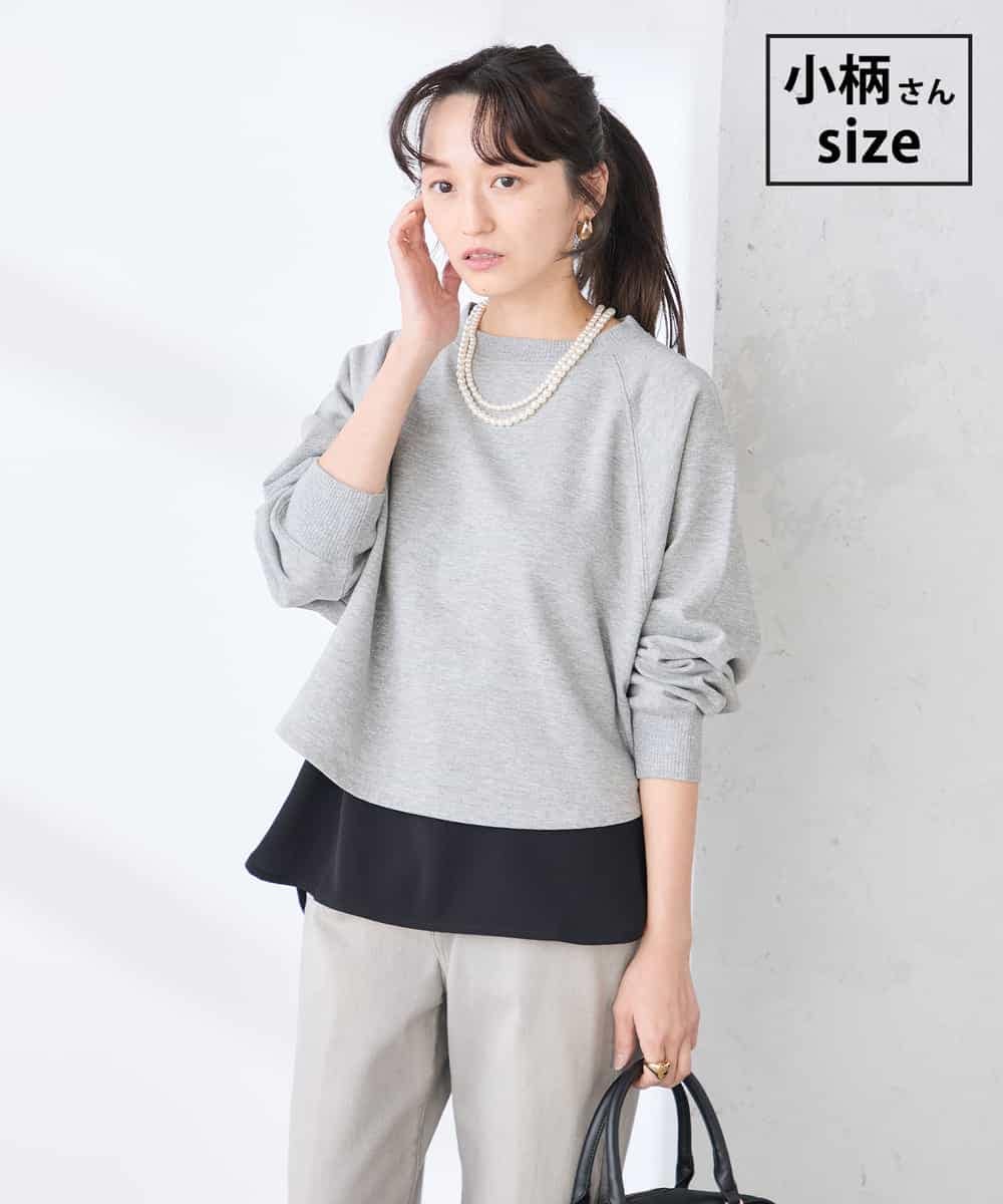 K3KED14044 a.v.v Elmi(アー・ヴェ・ヴェ) 【低身長サイズ】ラメ裏毛ドルマンスウェット ライトグレー