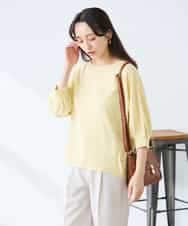 K3KFD03039 a.v.v Elmi(アー・ヴェ・ヴェ) 【低身長サイズ】ボーダードルマントップス ライトイエロー