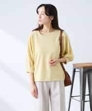 K3KFD03039 a.v.v Elmi(アー・ヴェ・ヴェ) 【低身長サイズ】ボーダードルマントップス ライトイエロー