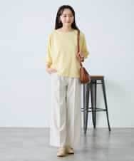 K3KFD03039 a.v.v Elmi(アー・ヴェ・ヴェ) 【低身長サイズ】ボーダードルマントップス ライトイエロー