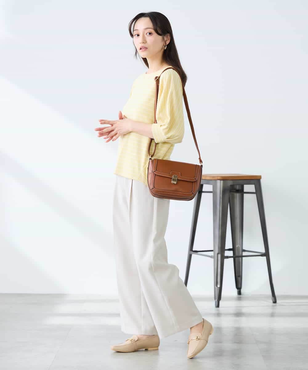 K3KFD03039 a.v.v Elmi(アー・ヴェ・ヴェ) 【低身長サイズ】ボーダードルマントップス ライトイエロー