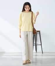 K3KFD03039 a.v.v Elmi(アー・ヴェ・ヴェ) 【低身長サイズ】ボーダードルマントップス ライトイエロー