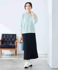 K3KFD03039 a.v.v Elmi(アー・ヴェ・ヴェ) 【低身長サイズ】ボーダードルマントップス ライトイエロー